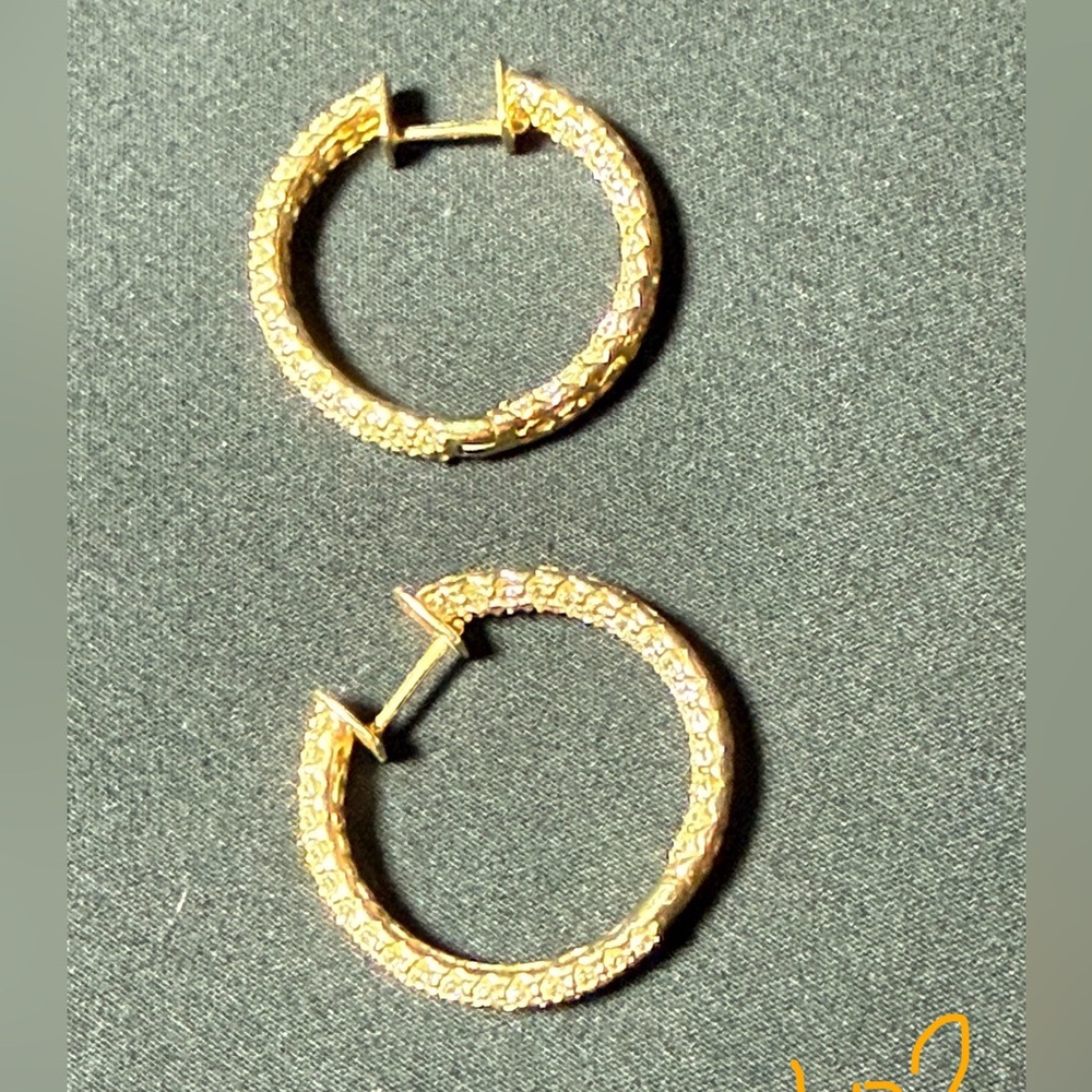PRICE FIRM • NWOT Sonia B hoop earrings 925 sterling cubic zirconia gold tone